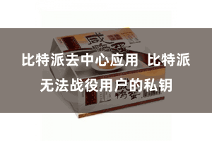 比特派去中心应用  比特派无法战役用户的私钥